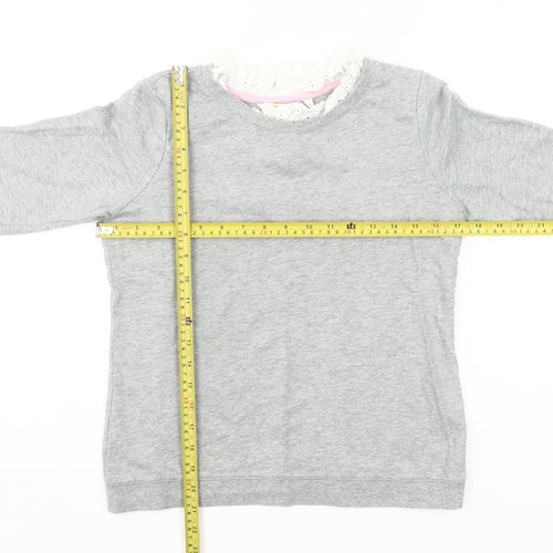 Boden Women’s Grey Cotton Pullover Sweatshirt XS Lace Trim