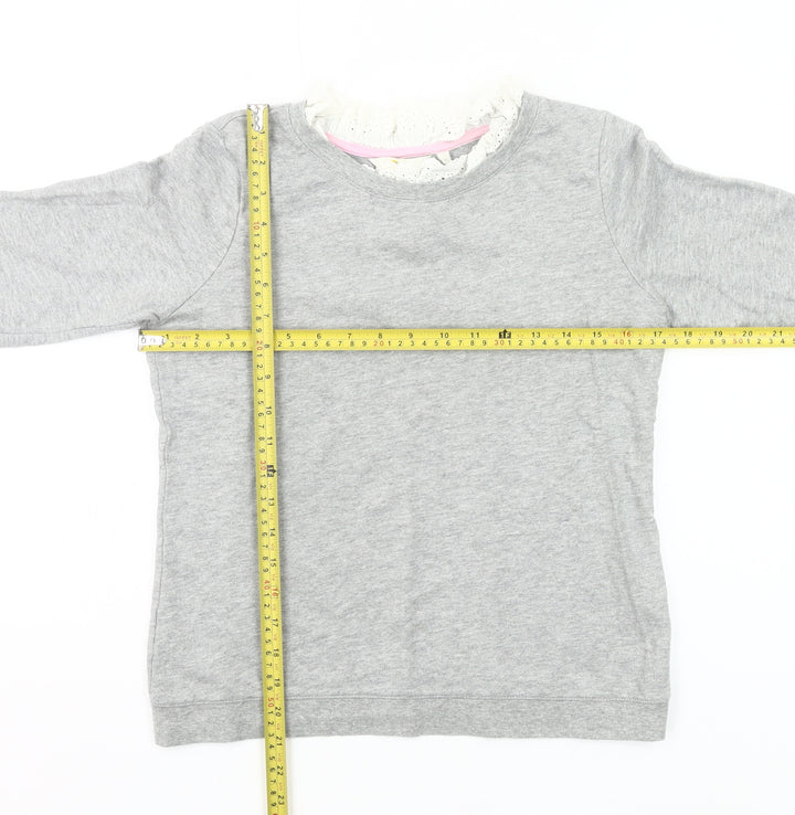 Boden Women’s Grey Cotton Pullover Sweatshirt XS Lace Trim
