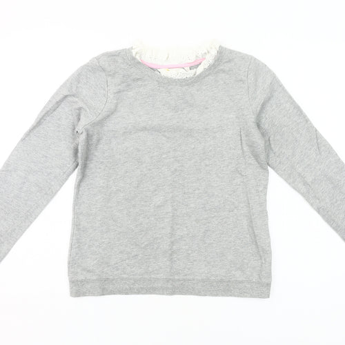 Boden Women’s Grey Cotton Pullover Sweatshirt XS Lace Trim