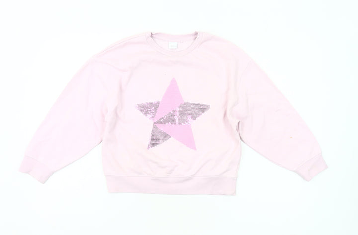 Next Girls Pink Sequin Star Sweatshirt Age 9 Years Long Sleeve Pullover