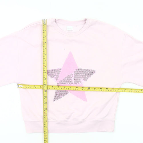 Next Girls Pink Sequin Star Sweatshirt Age 9 Years Long Sleeve Pullover