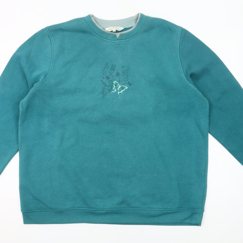 Northern Reflections Womens Teal Butterfly Sweatshirt XXL Cotton Blend