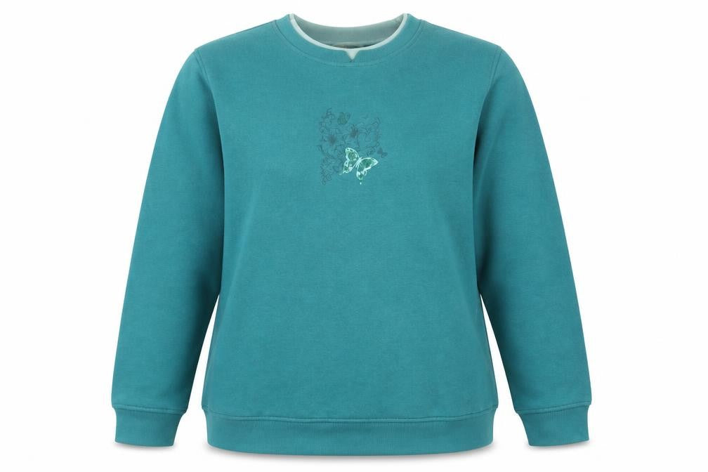 Northern Reflections Womens Teal Butterfly Sweatshirt XXL Cotton Blend