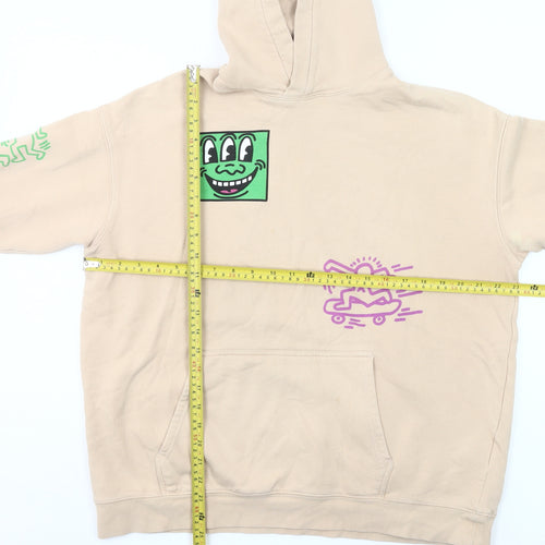 H&M Girls Beige Graphic Print Pullover Hoodie 14 Years Regular Fit