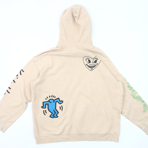 H&M Girls Beige Graphic Print Pullover Hoodie 14 Years Regular Fit
