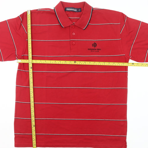 Sporte Leisure Men’s Red Striped Polo Shirt Size L Golf Casual