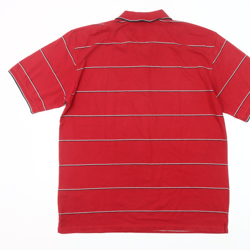 Sporte Leisure Men’s Red Striped Polo Shirt Size L Golf Casual
