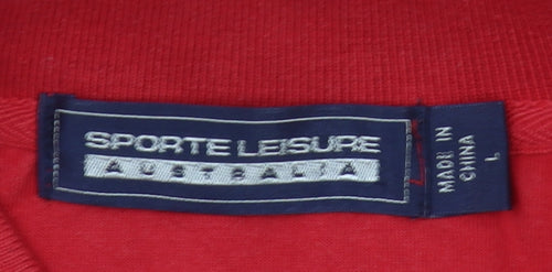 Sporte Leisure Men’s Red Striped Polo Shirt Size L Golf Casual