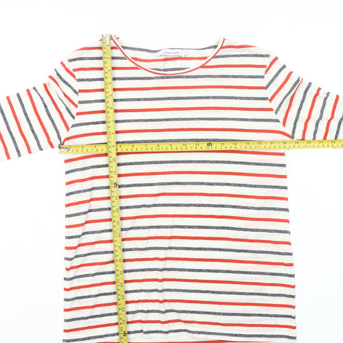 Samsøe Samsøe Womens Multicoloured Stripe Long Sleeve Cotton T-Shirt Size S