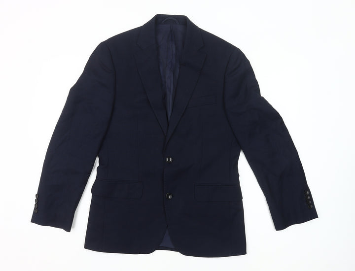 Moss 1851 Men's Blue Slim Fit Wool Suit Jacket 46 Short