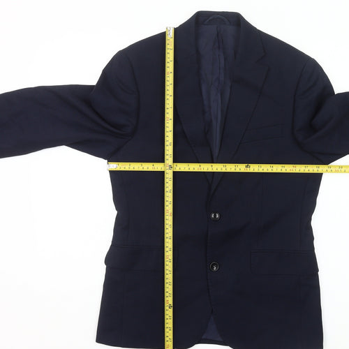 Moss 1851 Men's Blue Slim Fit Wool Suit Jacket 46 Short