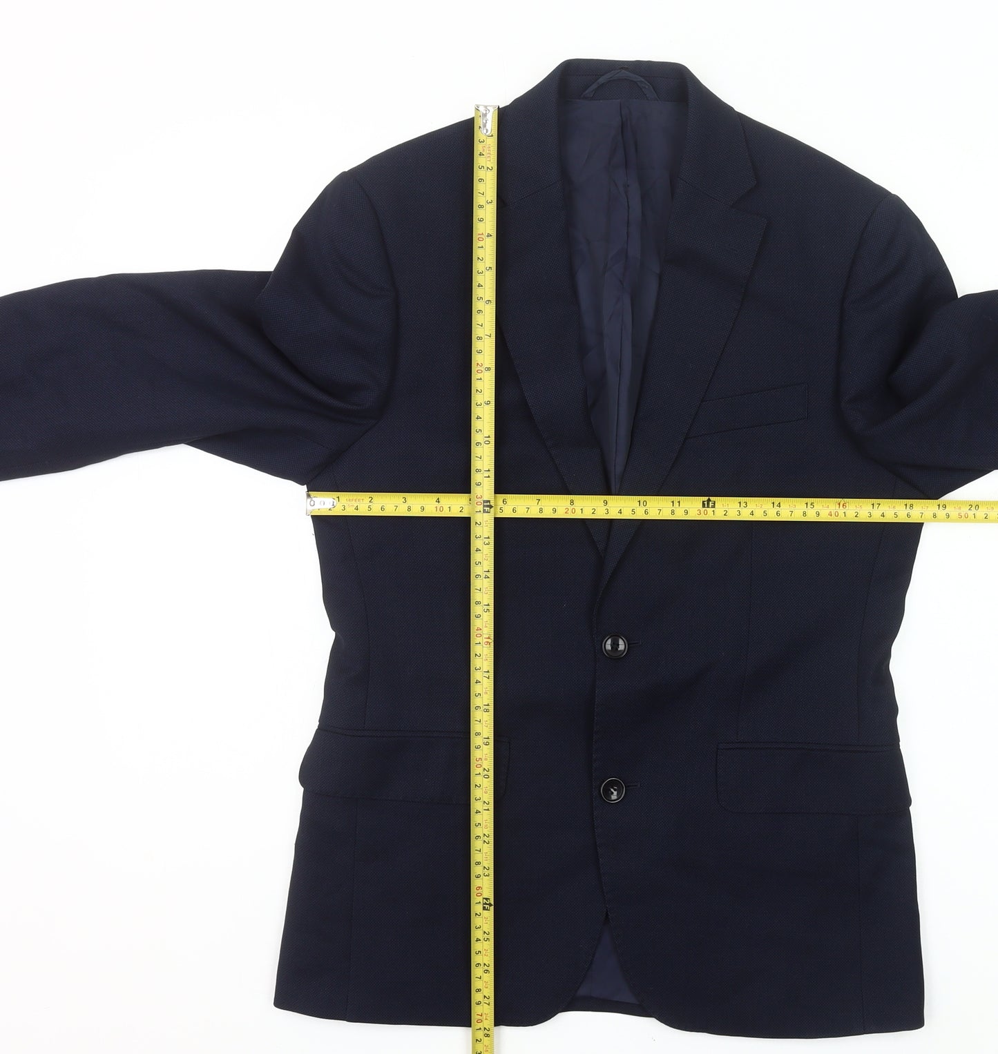 Moss 1851 Men's Blue Slim Fit Wool Suit Jacket 46 Short