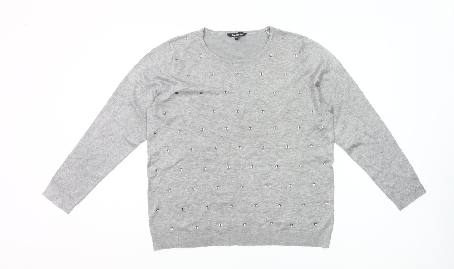 Bonmarché Women’s Grey Beaded Pullover Jumper Size 16-18