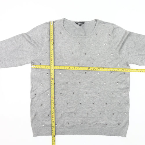 Bonmarché Women’s Grey Beaded Pullover Jumper Size 16-18