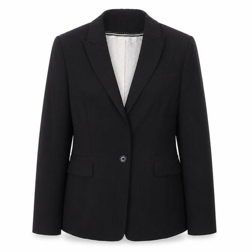 Marks and Spencer Women Black Pinstripe Blazer UK 14 Regular Fit