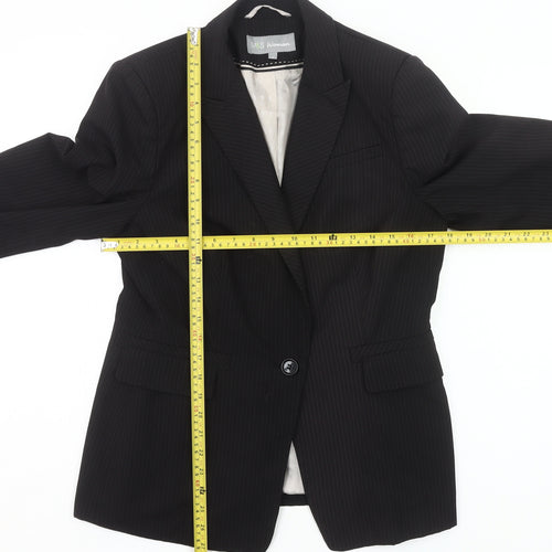 Marks and Spencer Women Black Pinstripe Blazer UK 14 Regular Fit