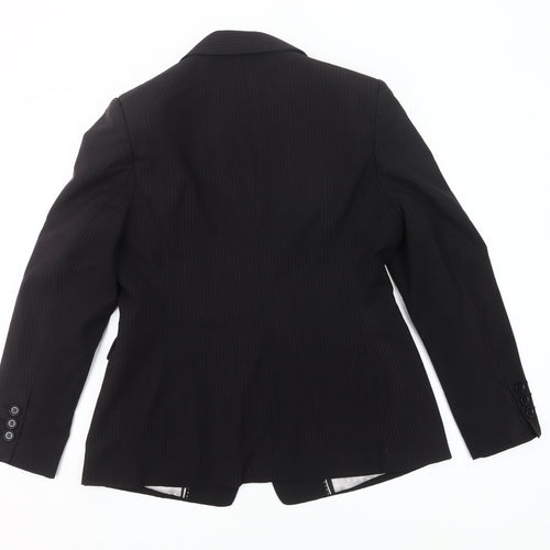 Marks and Spencer Women Black Pinstripe Blazer UK 14 Regular Fit