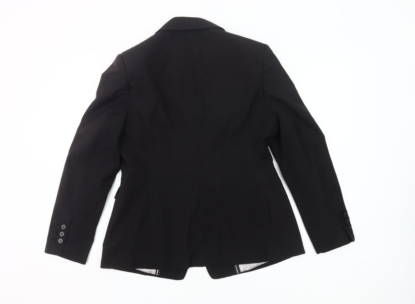 Marks and Spencer Women Black Pinstripe Blazer UK 14 Regular Fit