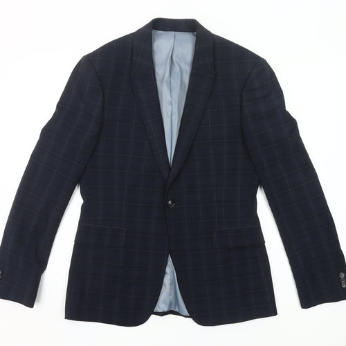 Topman Men’s Blue Check Slim Fit 38R Single-Breasted Blazer