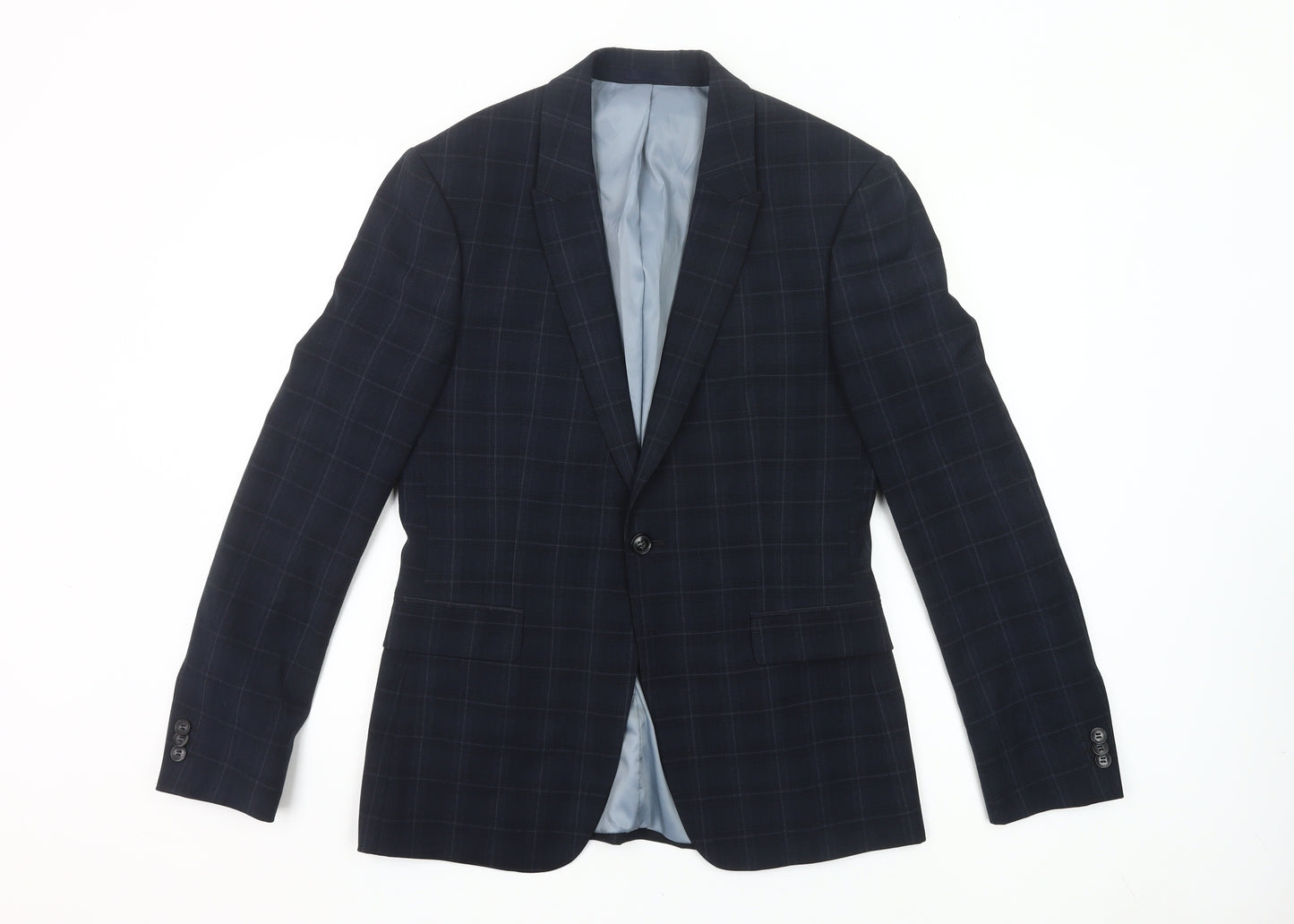 Topman Men’s Blue Check Slim Fit 38R Single-Breasted Blazer