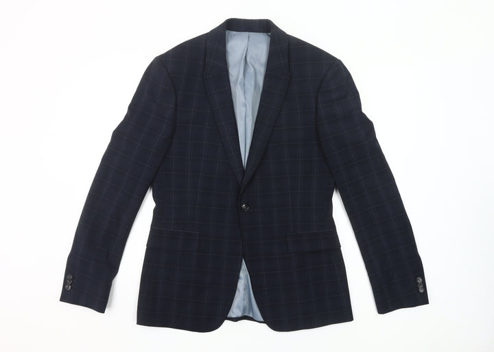 Topman Men’s Blue Check Slim Fit 38R Single-Breasted Blazer