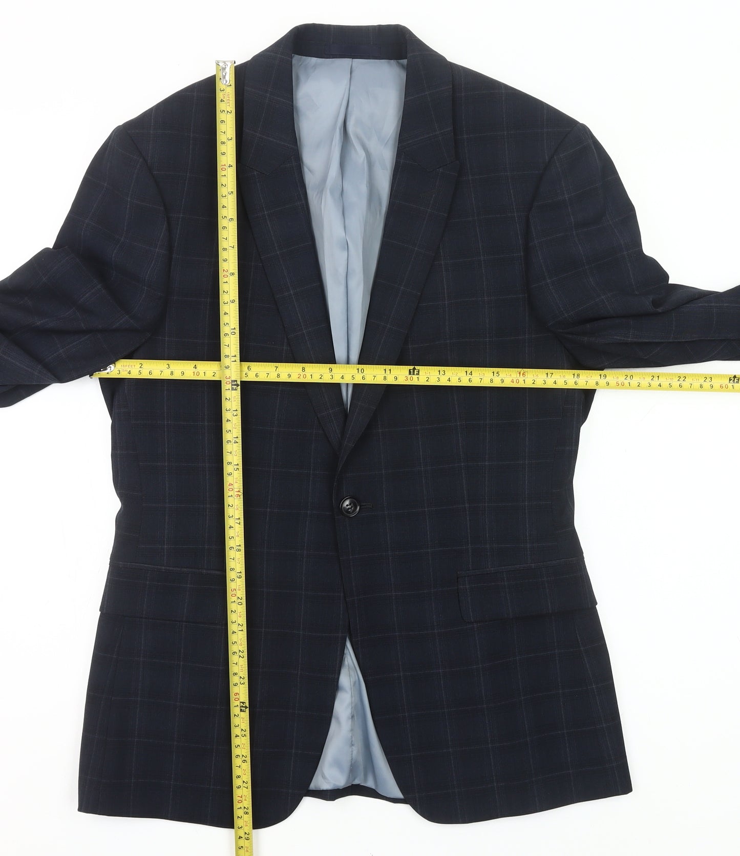 Topman Men’s Blue Check Slim Fit 38R Single-Breasted Blazer