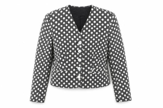 Front view of Windsmoor Women’s Black Polka Dot, size UK 12, Single-Breasted Jacket