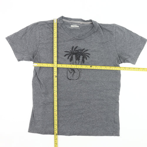 Between The Flags Womens Grey Cotton T-Shirt Small Summer Casual