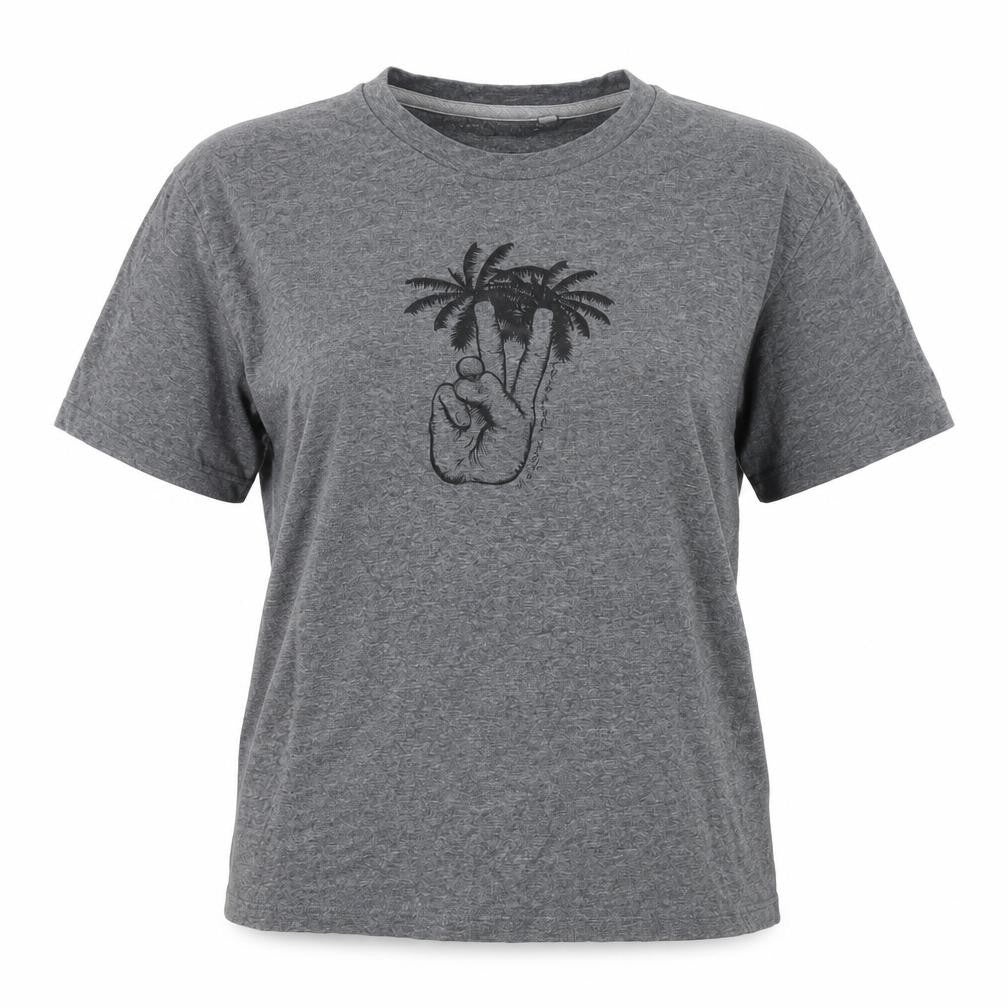 Front view of Between The Flags women’s grey cotton t-shirt small summer casual