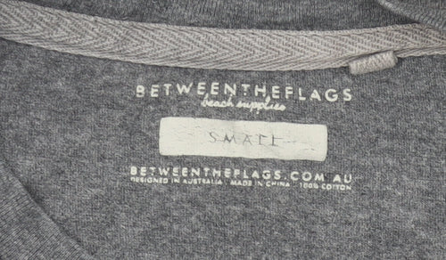 Between The Flags Womens Grey Cotton T-Shirt Small Summer Casual