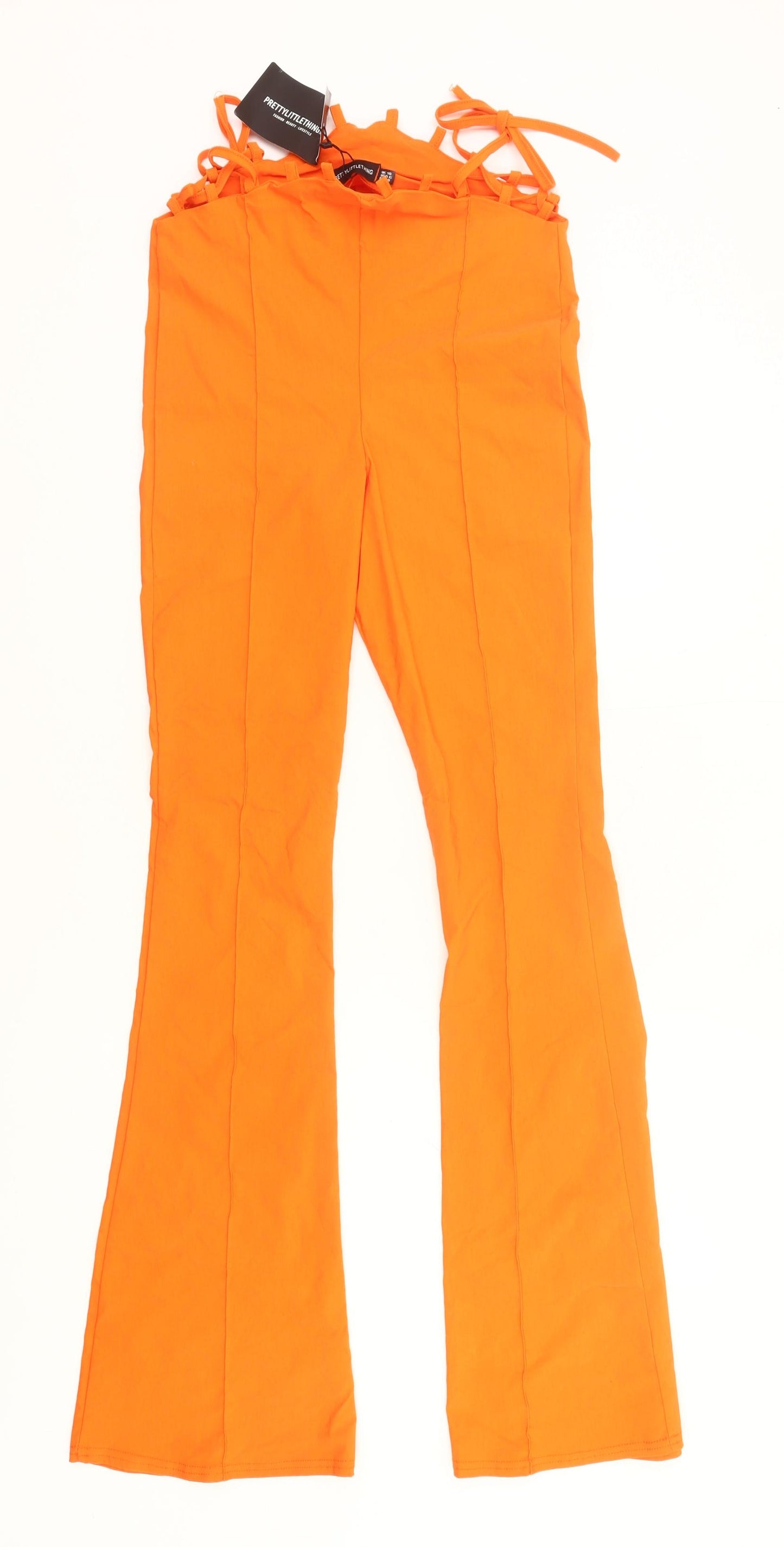 PrettyLittleThing Womens Orange UK 10 Flared High Rise Trousers
