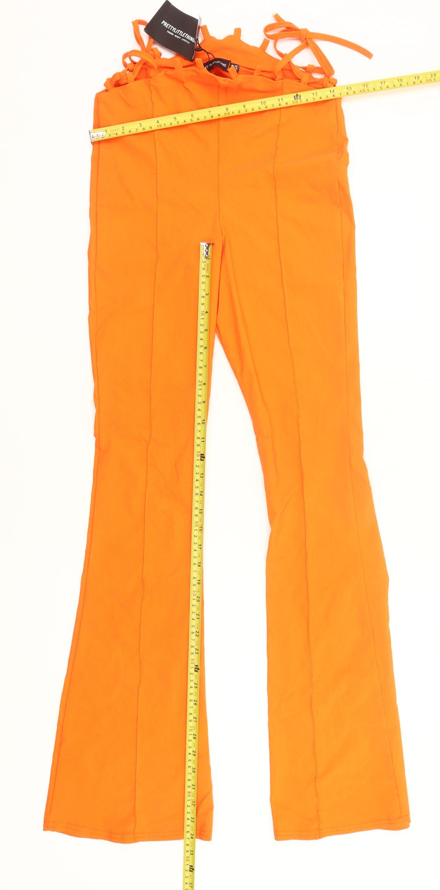 PrettyLittleThing Womens Orange UK 10 Flared High Rise Trousers