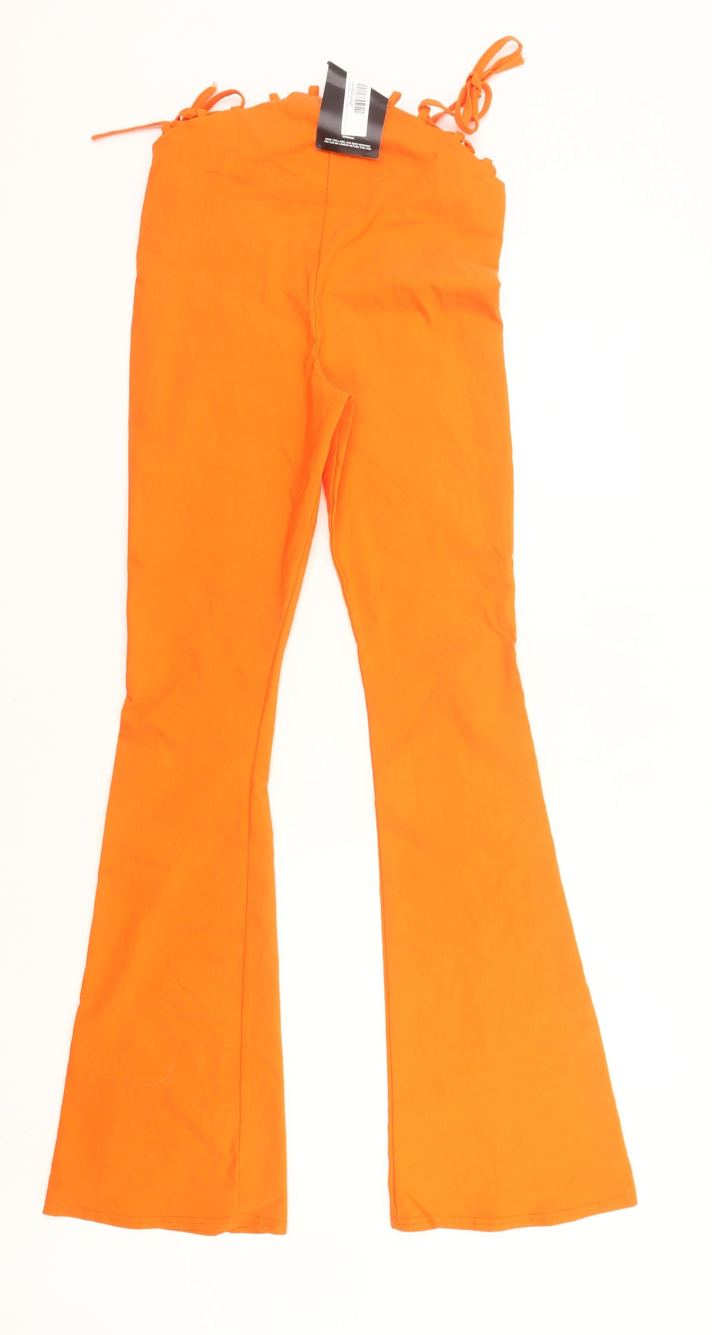 PrettyLittleThing Womens Orange UK 10 Flared High Rise Trousers