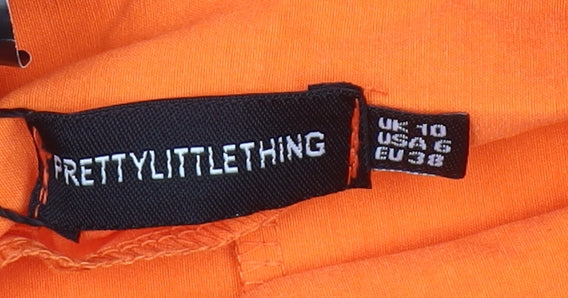 PrettyLittleThing Womens Orange UK 10 Flared High Rise Trousers