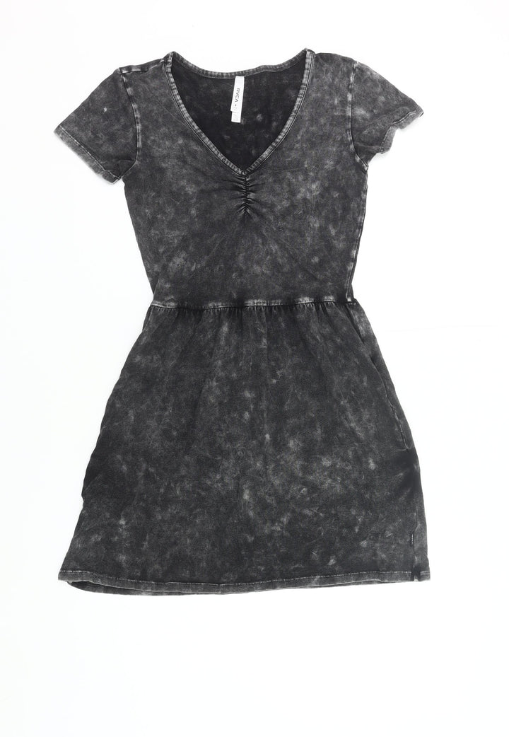 RVCA Womens Black Tie Dye V-Neck T-Shirt Dress Size 8