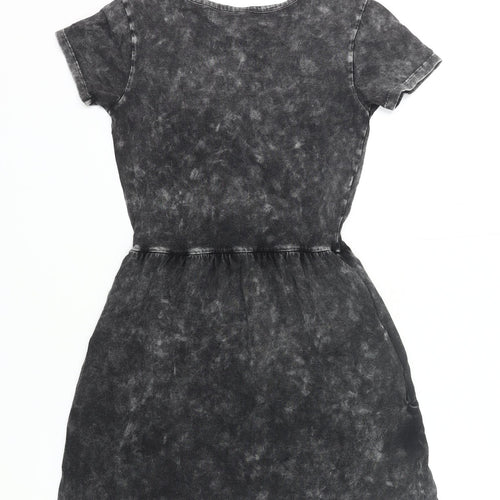 RVCA Womens Black Tie Dye V-Neck T-Shirt Dress Size 8