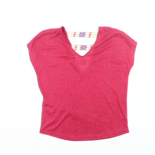 Grace & Mila Women’s Pink V-Neck T-Shirt Size M Boho Casual Top