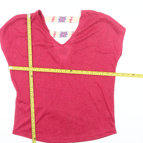 Grace & Mila Women’s Pink V-Neck T-Shirt Size M Boho Casual Top