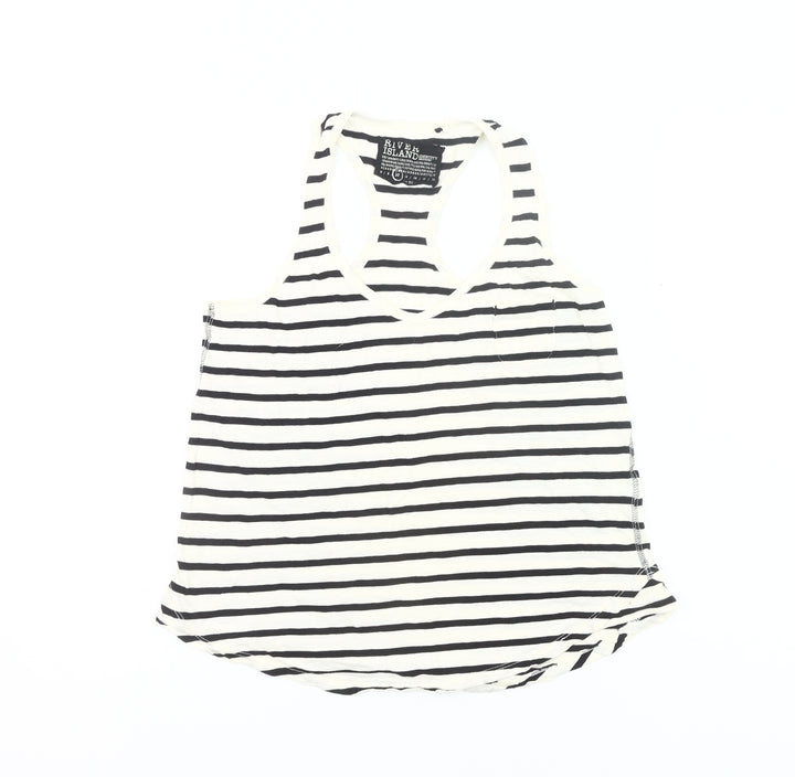 River Island Women’s Black White Striped Tank Top Size 10 Racerback