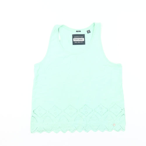 Superdry Women’s Green Cotton Tank Top Medium Sleeveless