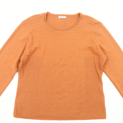 Damart Women’s Orange Wool Blend Jumper Size L Round Neck Pullover