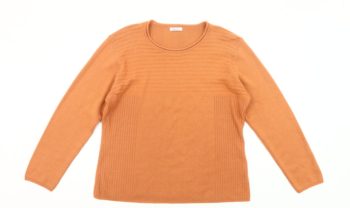 Damart Women’s Orange Wool Blend Jumper Size L Round Neck Pullover