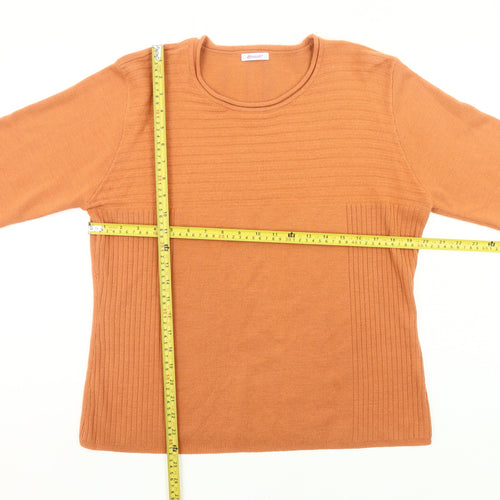 Damart Women’s Orange Wool Blend Jumper Size L Round Neck Pullover
