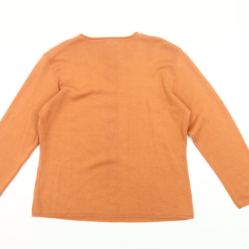 Damart Women’s Orange Wool Blend Jumper Size L Round Neck Pullover