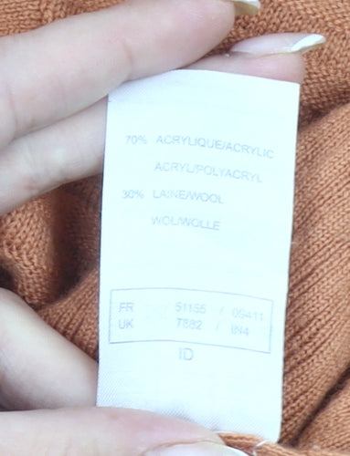 Damart Women’s Orange Wool Blend Jumper Size L Round Neck Pullover