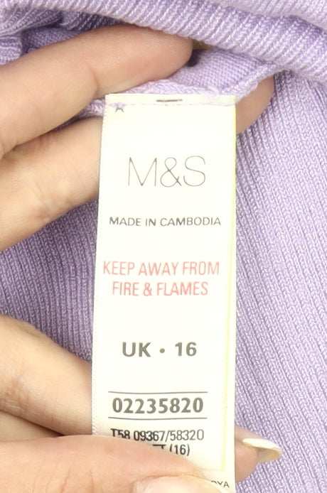 Marks and Spencer Womens Purple Size 16 Cardigan Knit Long Sleeve