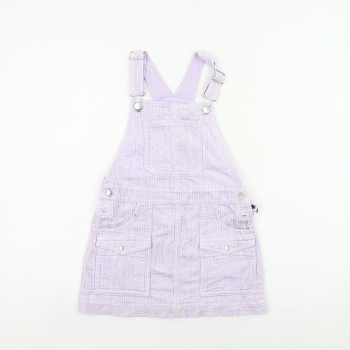 Marks and Spencer Girls Purple Corduroy Pinafore Dress 8-9 Yrs Sleeveless