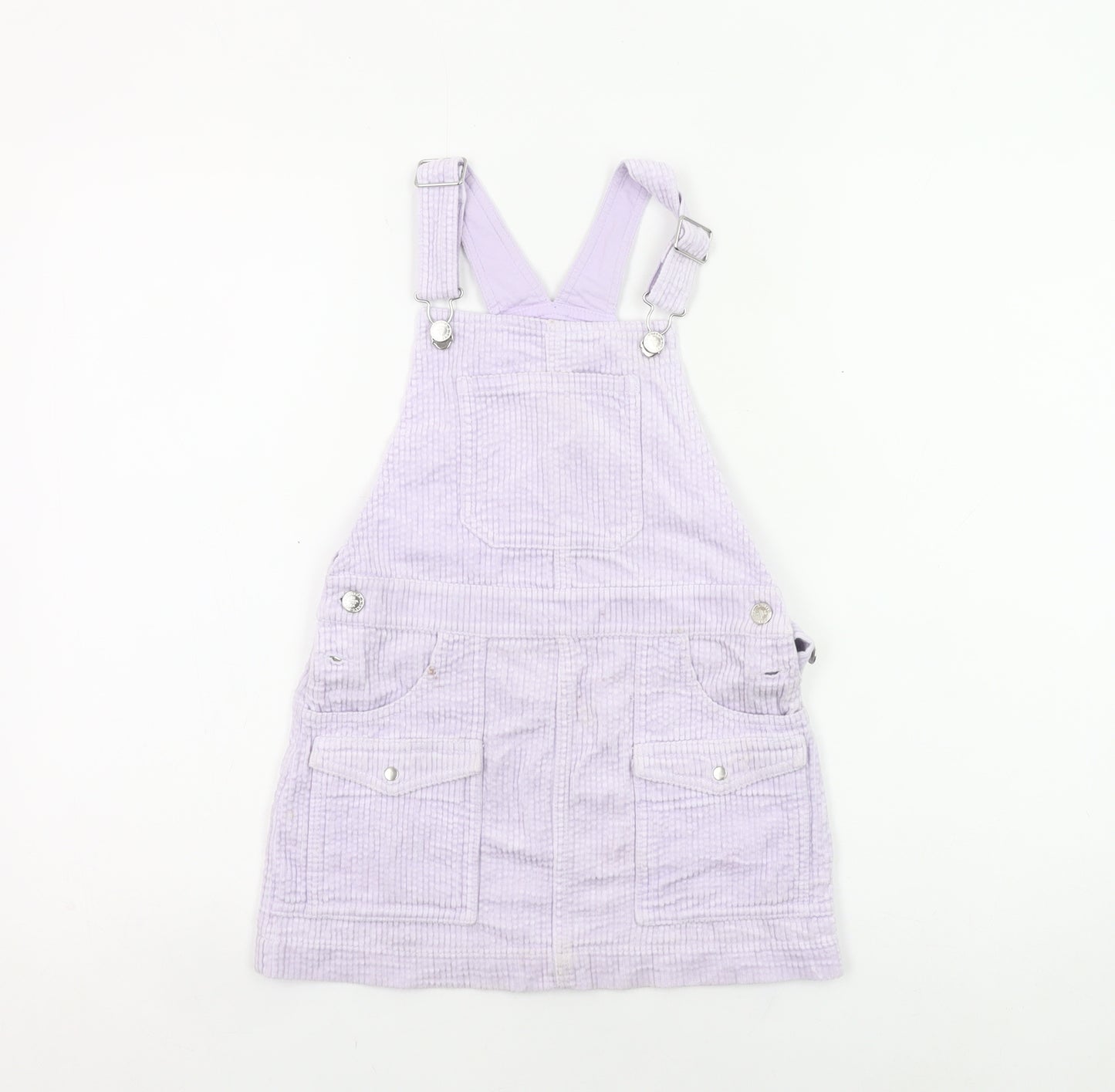 Marks and Spencer Girls Purple Corduroy Pinafore Dress 8-9 Yrs Sleeveless