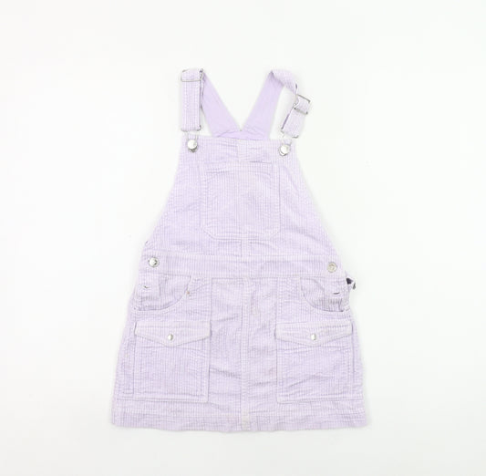 Marks and Spencer Girls Purple Corduroy Pinafore Dress 8-9 Yrs Sleeveless