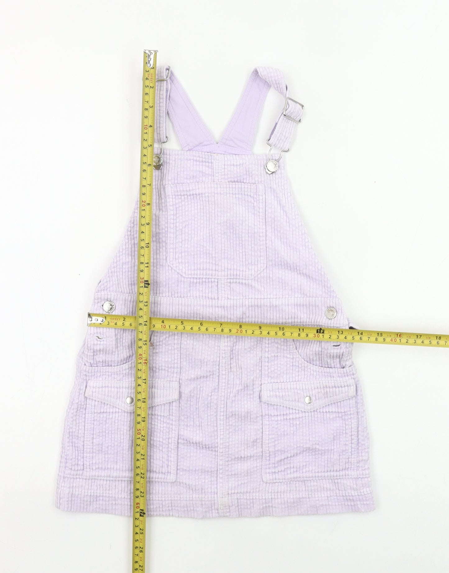 Marks and Spencer Girls Purple Corduroy Pinafore Dress 8-9 Yrs Sleeveless